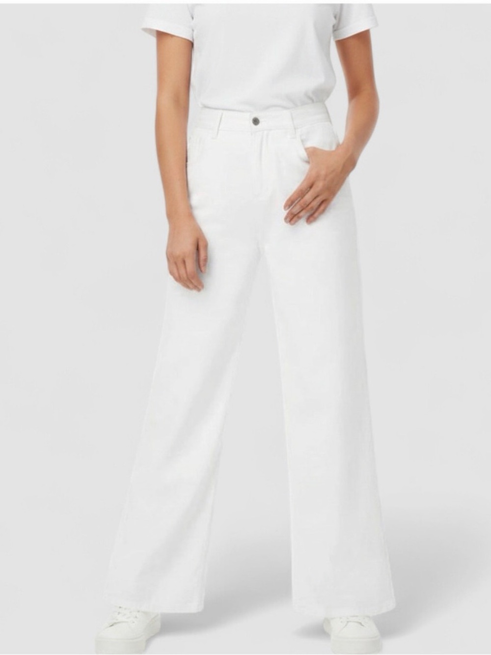 Wide Leg White Jeans Pants Womens Medium